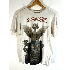 GORILLAZ BAND T-SHIRT UNISEX LARGE WHITE GRAPHIC VINTAGE STYLE TEE - Picture 1 of 5