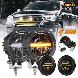 AUXBEAM 2pcs 4inch Offroad LED Work Lights Spot Fog Light Amber DRL+Black Cover - Picture 1 of 12