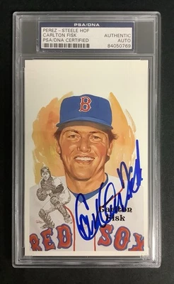 Carlton Fisk Signed Perez Steele Postcard Baseball  HOF Redsox Autograph PSA/DNA - Image 1 of 2