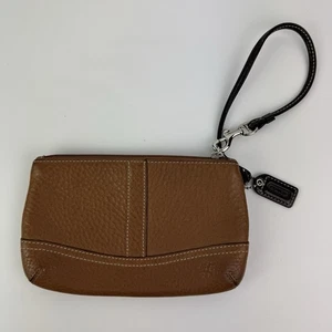 Cartera sin asas Coach vintage de cuero granulado marrón con cierre de cremallera superior 7x4,5 - Imagen 1 de 18