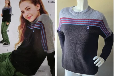 Suéter Peekaboo Catálogo Delia Años 90 Por Derrame Grande Negro/Gris Acrílico Pecho... Foto 1 de 4