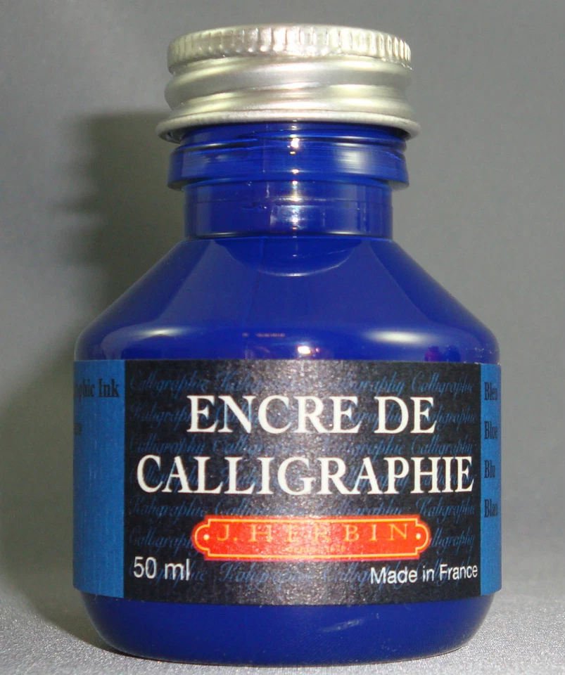 ENCRE DE CALLIGRAPHIE J HERBIN BLEU ECRITURE CALLIGRAPHIC INK BLUE BLAU TINTAS