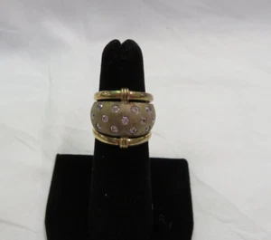 Sterling Silver 14kt Gold CZ tapered band s: 5 1/2 BEAUTIFUL white stones 3pc - Picture 1 of 5