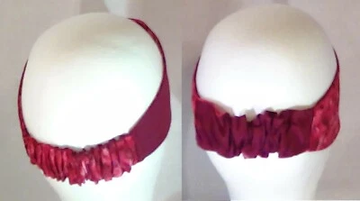 Diadema de motociclista reversible ancha roja jardín hortensia hecha a mano Foto 1 de 4