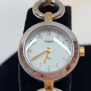 Vintage Timex Indiglo Damen-Armbanduhr gold/silberfarben Analog Gliederarmband - Bild 1 von 5