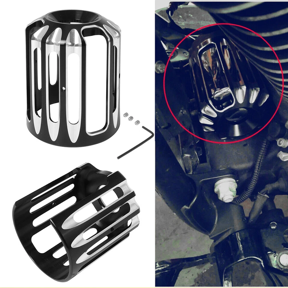 Cubierta de filtro de aceite de aluminio con corte de borde de motocicleta negra apta para Harley Davidson Foto 1 de 4