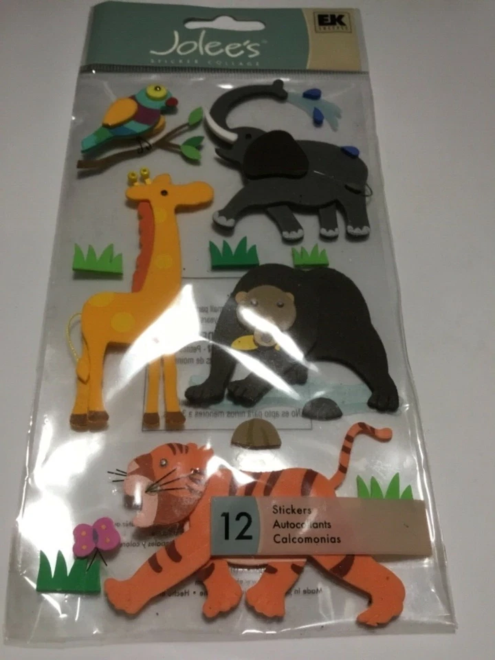 Jolee's Boutique 12 piezas Álbum de recortes Pegatinas ESPUMA ZOOLÓGICO ANIMALES NUEVO tigre elefante Foto 1 de 1