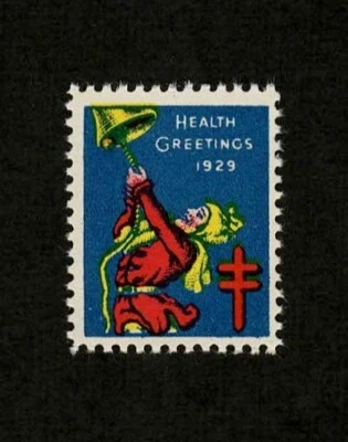 1929 WX49 Ringing Bell/Health Blue US Christmas Holiday Seal/Stamp MNH - Image 1 of 4