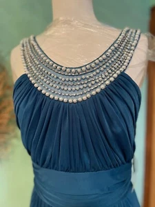 Thea Dora Teal Stretch Evening Prom Cocktail Special Occasion Dress size 14 - Picture 1 of 13