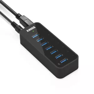 Anker 7-Port USB 3.0 Data Hub w/ 36W Power Adapter BC 1.2 Charging Port Splitter - Picture 1 of 7