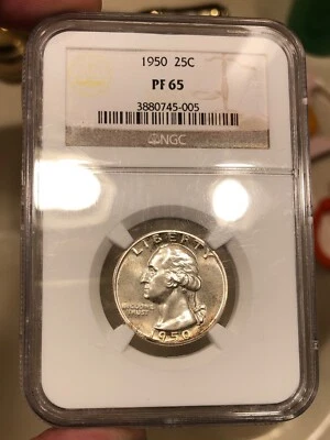 1950 Proof Washington Quarter graded PR65 by NGC Key Date Low Mintage - Image 1 of 2