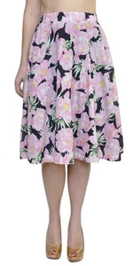 Nwt $128 French Connection Holiday Poppy Cotton Voile Lined Skirt Blue/Pink 2 - Picture 1 of 4