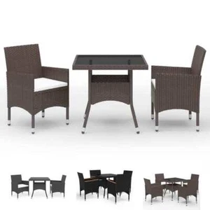 Garden Dining Set Poly Rattan and Tempered Glass Black/Brown 3/5 Piece vidaXL - Picture 1 of 29