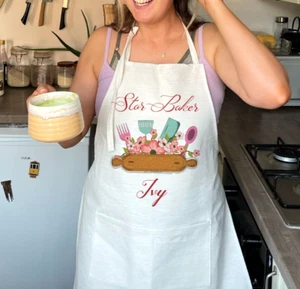 Personalised cooking apron, women chef pinny, tabard, Christmas gift - Picture 1 of 3