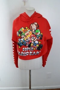 Forever 21 X Super Nintendo Mario Kart Hoodie Small Red Graphics LS Cropped - Picture 1 of 4