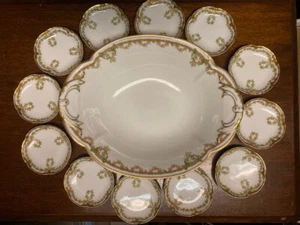 Antike Haviland Limoges Frankreich Pogue Cincinnati Servierschüssel & 12 Salzkeller - Bild 1 von 16