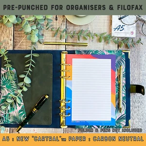 A5 NOTE PAPER /LINED PAGES INSERTS - WHITE/ RAINBOW Planner Refill Filofax - Picture 1 of 6