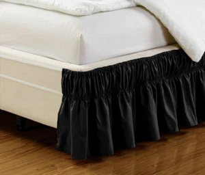 Bed Dust Ruffle Skirt Queen King Twin Full Size Wrap Around Elastic 18 Colors - Picture 1 of 26