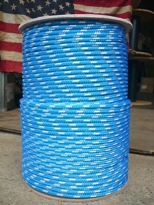 Sailboat Rigging Rope 1/4" x 100' Blue/White Double Braided Sheet Halyard Line - Picture 1 of 3