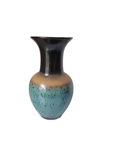 Blumenvase Ashland moderner Stil Keramik Farbe Aqua Blau und Braun 11 Zoll - Bild 1 von 4