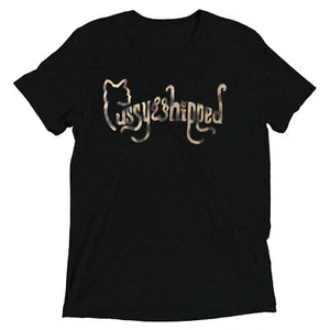 "Pussywhipped" Short Sleeve Cat Lover T-Shirt, Text Logo, Cheetah Print  - Picture 1 of 13