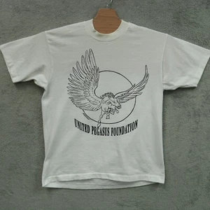 Fruit Of The Loom Single Stitch Shirt Mens Large White Pegasus Print 90s Tshirt - Picture 1 of 11