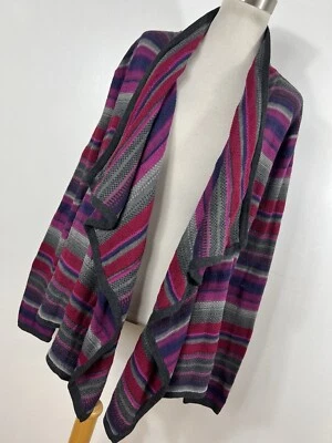 Ralph Lauren PXL Petite XL Cárdigan Suéter Gris Púrpura Rayas Cascada L3 Foto 1 de 4