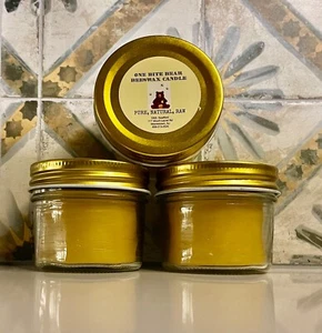 100% Pure beeswax candle. All natural from our hives. 4 oz jar, honey scented - Picture 1 of 3