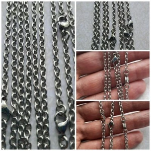 Pack of 4 Stainless Steel Necklaces Chains Oval Unwelded Jewelery Making Fashion - Picture 1 of 12