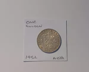 More details for netherlands 1952 silver one gulden coin