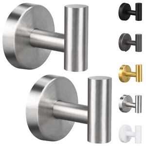 (2 Pack Brushed Nickel) Towel Hooks, Robe Hook, Bathroom Coat Hook Wall Mounted, - Picture 1 of 7