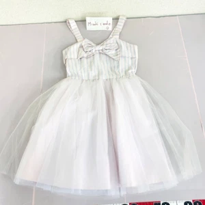 Mezzo Piano Kids Tulle Skirt One Piece 140cm Stripe Ribbon White Light Blue Rare - Picture 1 of 24