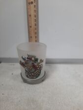 Decorative Glass Metal Frosty Christmas Candle Holder Vintage