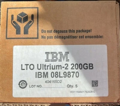Lot of 5 IBM 08L9870 LTO-2 200/400GB ULTRIUM DATA TAPE Cartridges NEW in Box STP - Image 1 of 3
