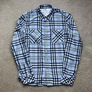 Levis Vintage Men’s Cotton Plaid Check Flannel Shirt Blue Size S / M - Picture 1 of 14