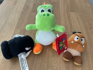 Super Mario Bros Plush Toys lot x 3 BULLET BILL, YOSHI & GOOMBA - Picture 1 of 7