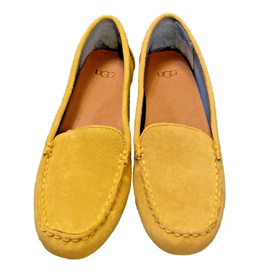 Ugg Zapatos Mujer 5 Mocasines Planos Gamuza Brillante Girasol Amarillo Cuero Driver Nuevo Sin Caja Foto 1 de 4