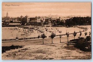Montevideo Uruguay Postcard Ramirez Beach Bathing Scene c1920's Unposted - Picture 1 of 2