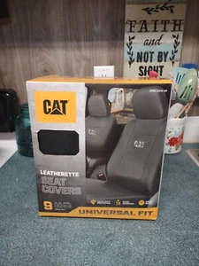 CAT Leatherette Front Rear Covers Set - Black & Camo Universal Fit Seat Covers - Picture 1 of 8