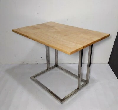 Mesa auxiliar escultural moderna vintage de mediados de siglo madera cromada pulida Foto 1 de 4