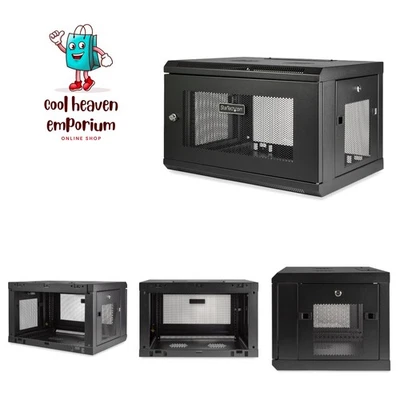2-Post 6U Wall Mount Network Cabinet w/ 1U Shelf, 19" Wall-Mounted Server Rac... - Image 1 of 4