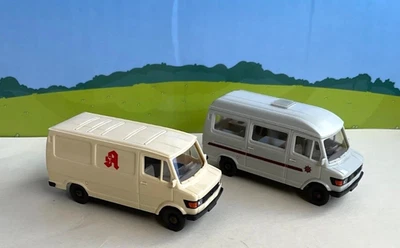 2 furgonetas Wiking escala HO MERCEDES BENZ techo alto + furgoneta farmacia 280-282 Alemania 1:87 Foto 1 de 4