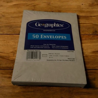 Geographies 50 Sobres Pergamino Crema Natural 4 3/8" X 5 13/16” Nuevo Foto 1 de 4