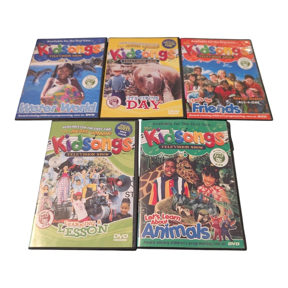 Lot of 5 Kidsongs DVDs Animals, Circus, Water World, Friends, Learning A Lesson Foto 1 de 1