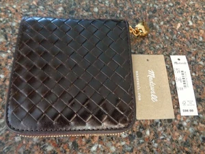 Madewell Essential Zip Around Woven Leather Wallet Coffee Bean Dark Brown New - Picture 1 of 13