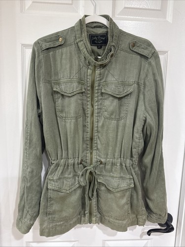 VETEMENTS Giacca utility donna Lucky Brand XL lino full zip foderata verde VEDI NOTA