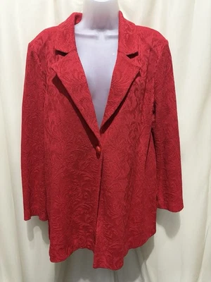 MISOOK Red Single Button 3/4 Sleeve Jacket  Shoulder Pads Size L - Image 1 of 4
