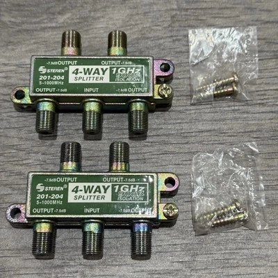 2x Steren 4-Way F-Type Splitter 1GHz 90dB for CATV Satellite Antenna 201-204 - Image 1 of 4