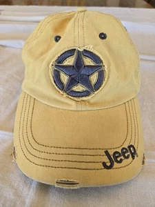 Mopar Jeep 3D Star Cap Mustard Yellow Baseball Cap Hat Ball Cap Distressed Fr Sh - Picture 1 of 9