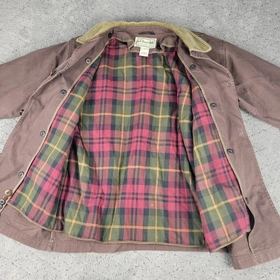VTG LL Bean Jacket Mens M Brown Canvas Flannel Blanket Lined Chore Barn Workwear - Image 1 of 4